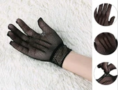 Siyah Renk Likralı File Eldiven Parmaklı Örgü Eldiven Yetişkin Boy thumbnail 3