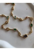 h&b design jewel Renkli Baget Taşlı Kolye - 1