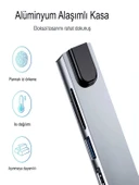 8in1 Aluminium PD100W Hızlı Şarj 4K 1xEthernet 1xHDM 2xUSB 2xType-C TF/SD Usb Çoklayıcı Çevirici thumbnail 5