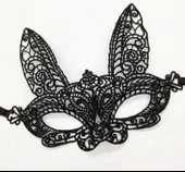 Siyah Renk Dantel Kesim Dantel İşlemeli Balo Parti Maskesi 7 No thumbnail 2