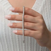 Gümüş 3.5 mm Beyaz Taşlı Su Yolu Kadın Bileklik thumbnail 6