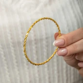 Gümüş Gold İkili Burgu Kadın Bilezik thumbnail 1