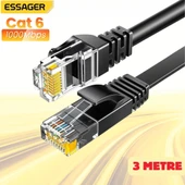 Essager 3 Metre CAT6 1000Mbps Süper Hızlı Gecikmesiz Ethernet Kablosu, 1Gbps Altın Kablama Uçlu İnternet Kablosu thumbnail 1