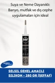 Selsil Genel Amaçlı Silikon Su Geçirmez Cam Doğrama Metal Fayans Için Şeffaf 280gr thumbnail 1