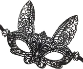 Siyah Renk Dantel Kesim Dantel İşlemeli Balo Parti Maskesi 7 No thumbnail 3