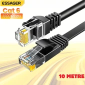 Essager 10 Metre CAT6 1000Mbps Süper Hızlı Gecikmesiz Ethernet Kablosu, 1Gbps Altın Kablama Uçlu İnternet Kablosu thumbnail 1