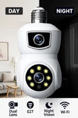 Rose Ahd-30125 Akıllı Wireless Ampül Kamera 360derece Hareketli Çift Kameralı - 1