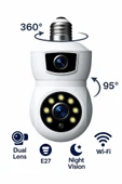 Rose Ahd-30125 Akıllı Wireless Ampül Kamera 360derece Hareketli Çift Kameralı - 4