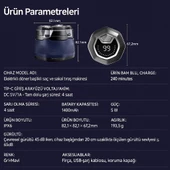 Elektrikli Döner Başlıklı Saç ve Sakal Tıraş Makinesi ,240 Dakika Kullanım Elektrikli Döner Başlıklı Saç ve Sakal Tıraş Makinesi , IPX6 Su Geçirmez 240 Dakika Kullanım - 2