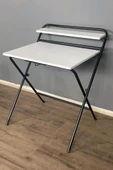 ? Lich Metal Ayaklı Katlanır Çalışma Masası Beyaz | Raflı Laptop Sehpası | Çizim ve Ders Masası - 4