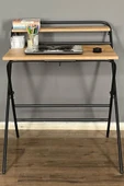? Lich Metal Ayaklı Katlanır Çalışma Masası Ceviz | Raflı Laptop Sehpası | Çizim ve Ders Masası - 4