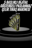 Saç Sakal Şekillendirici Tıraş Makinesi 5 Başlıklı Paslanmaz Çelik Bıçaklı Unısex thumbnail 1