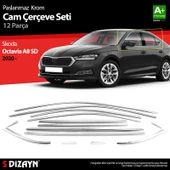 S-Dizayn Skoda Octavia A8 Sedan Krom Cam Çerçevesi 12 Prç. 2020 Üzeri A+ Kalite thumbnail 1