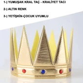 Altın Renk Eva Yumuşak Kral Kraliyet Tacı Yetişkin Çocuk Uyumlu 55 Cm thumbnail 2