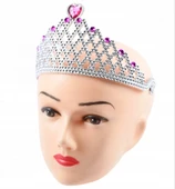 Fuşya Kalpli Gümüş Renk Kraliçe Tacı Prenses Tacı thumbnail 2