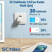 ScHitec 3A 60W Type-C to Lightning Hızlı Data ve Şarj Kablosu 1 Metre Beyaz SX252M thumbnail 2