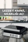 Torima TG-PRO300 Siyah-Gümüş 2000W Paslanmaz Çelik Tost Izgara Makinesi Çıkarılabilir Plaka thumbnail 3
