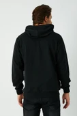 Siyah Regular Fit Kapüşonlu Cepli Sweatshirt Düz Paça Erkek Eşofman Takımı - 7