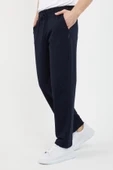 Lacivert Relaxed Fit Bisiklet Yaka Sweatshirt Düz Paça Erkek Eşofman Takımı - 3