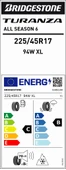 Bridgestone 225/45R17 94W Xl M+S Sfm Turanza All Season 6 Oto 4Mevsim Lastiği (Üretim Yılı:2025) thumbnail 4