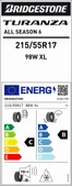 Bridgestone 215/55R17 98W Xl M+S Sfm Turanza All Season 6 Oto 4Mevsim Lastiği (Üretim Yılı:2025) thumbnail 4