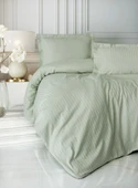 Cotton Box Stripe Elegant Adaçayı Çift Kişilik Saten Nevresim Takımı thumbnail 1