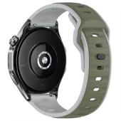 Huawei Watch GT5 Pro 46mm İle Uyumlu Çift Renkli Spor Silikon Kordon Nefes Alabilir Konforlu  Yeşil thumbnail 2