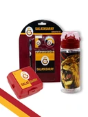 Galatasaray Taraftar 4 bölmeli Beslenme Kutusu Aslan Figürlü  500 Ml Matara Kırtasiye Seti - 1