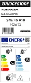 Bridgestone 245/45R19 102W Xl Turanza All Season 6 (4X4-Suv) 4Mevsim Lastiği (Üretim Yılı:2025) thumbnail 4