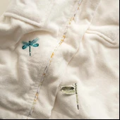 Ecocotton Nina Kız Çocuk Bornoz %100 Organik Pamuk Nakışlı Krem / Sarı 5-6 Yaş thumbnail 4