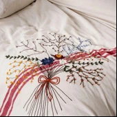 Ecocotton Charla Çift Kişilik Nevresim Takımı %100 Organik Pamuk Kenevir Karışımlı Ekru / Kırmızı CK thumbnail 2