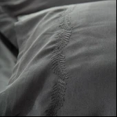Ecocotton Güz Çift Kişilik Nevresim Takımı %100 Organik Pamuk Saten Brodeli Antrasit CK thumbnail 3