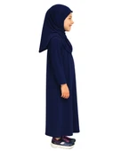Penye Kendinden Başörtülü Çocuk Namaz Elbisesi Lacivert/ 6-7-8 yaş - 5