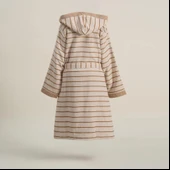 Ecocotton Arden Kadın Bornoz %100 Organik Pamuk Kenevir Karışımlı Bornoz Çizgili Hardal XL thumbnail 2