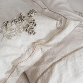 Ecocotton Masal Battal Boy Nevresim Takımı %100 Organik Pamuk Keten El Nakışlı Bej CK thumbnail 3