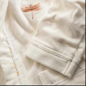 Ecocotton Nina Kız Çocuk Bornoz %100 Organik Pamuk Nakışlı Krem / Sarı 3-4 Yaş thumbnail 3