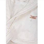 Ecocotton Nina Kız Çocuk Bornoz %100 Organik Pamuk Nakışlı Krem / Pembe 7-8 Yaş thumbnail 3