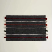 Ecocotton Katari Banyo Paspası %100 Organik Pamuk El Nakışlı Antrasit 50X80 thumbnail 1