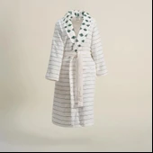 Ecocotton İmre Kadın Bornoz %100 Organik Pamuk Jakarlı Yeşil L thumbnail 1