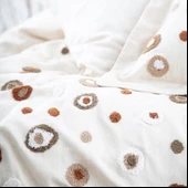 Ecocotton Lal Bej Çift Kişilik %100 Organik Pamuk Nakışlı Nevresim Takımı Bej CK thumbnail 3