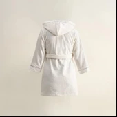 Ecocotton Nina Kız Çocuk Bornoz %100 Organik Pamuk Nakışlı Krem / Sarı 7-8 Yaş thumbnail 2