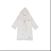 Ecocotton Nina Kız Çocuk Bornoz %100 Organik Pamuk Nakışlı Krem / Pembe 5-6 Yaş thumbnail 1