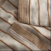 Ecocotton Arden Kadın Bornoz %100 Organik Pamuk Kenevir Karışımlı Bornoz Çizgili Hardal L thumbnail 3