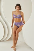 Renkli Bloom Yüksel Bel Tek Alt Bikini thumbnail 3