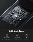 UGREEN USB-C - Lightning 3A PD MFi Sertifikalı Hızlı Şarj Kablosu, 2 m, Siyah, 60752 - 5