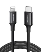 UGREEN USB-C - Lightning 3A PD MFi Sertifikalı Hızlı Şarj Kablosu, 2 m, Siyah, 60752 - 1