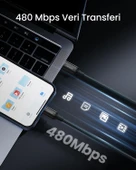 UGREEN USB-C - Lightning 3A PD MFi Sertifikalı Hızlı Şarj Kablosu, 2 m, Siyah, 60752 - 4