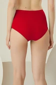 Kırmızı Yanları Fırfırlı Yüksel Bel Tek Alt Bikini thumbnail 2