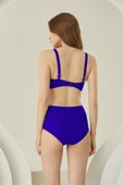Saks Mavi Yanları Fırfırlı Yüksel Bel Tek Alt Bikini thumbnail 3