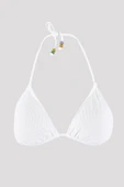 Beyaz Square Wick Üçgen Tek Üst Bikini thumbnail 1